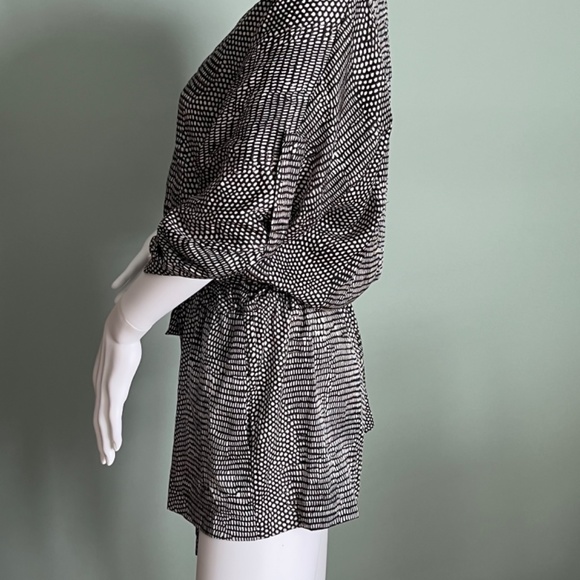 BCBG MaxAzria Black/White Polkadot Belted Short Romper/Jumpsuit S - Picture 2 of 14